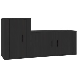 vidaXL Set de muebles para TV 2 piezas madera contrachapada negro