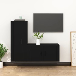 vidaXL Set de muebles para TV 2 piezas madera contrachapada negro