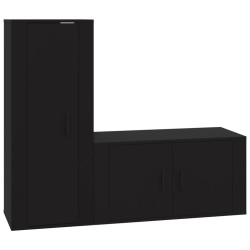 vidaXL Set de muebles para TV 2 piezas madera contrachapada negro
