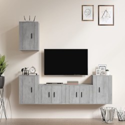 vidaXL Set de muebles de TV 5 pzas madera contrachapada gris hormigón