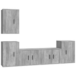 vidaXL Set de muebles de TV 5 pzas madera contrachapada gris hormigón