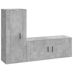 vidaXL Set de muebles de TV 2 pzas madera contrachapada gris hormigón