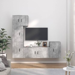vidaXL Set de muebles de TV 5 pzas madera contrachapada gris hormigón