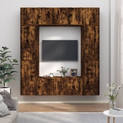 vidaXL Set de muebles de TV 8 pzas madera contrachapada roble ahumado