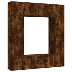 vidaXL Set de muebles de TV 8 pzas madera contrachapada roble ahumado