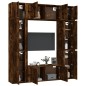 vidaXL Set de muebles de TV 8 pzas madera contrachapada roble ahumado