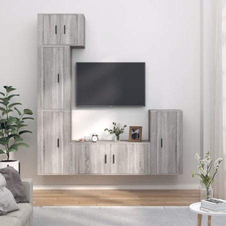 vidaXL Set de muebles para TV 5 pzas madera contrachapada gris Sonoma
