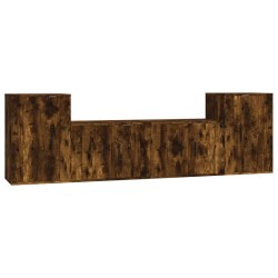 vidaXL Set de muebles de TV 4 pzas madera contrachapada roble ahumado