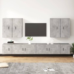 vidaXL Set de muebles de TV 8 pzas madera contrachapada gris hormigón