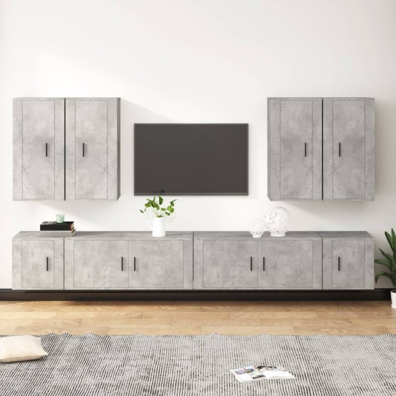 vidaXL Set de muebles de TV 8 pzas madera contrachapada gris hormigón vidaXL Set de muebles de TV 8 pzas madera contrachapada gris hormigón
