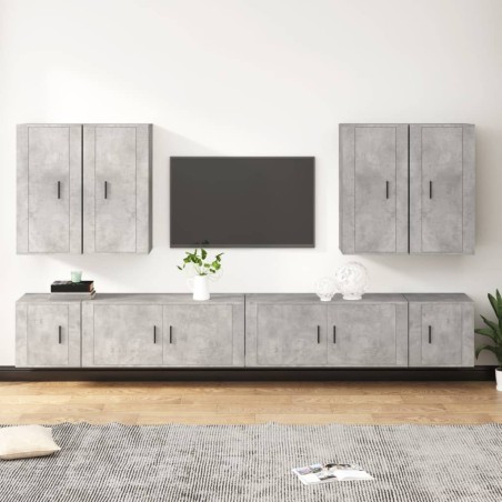 vidaXL Set de muebles de TV 8 pzas madera contrachapada gris hormigón
