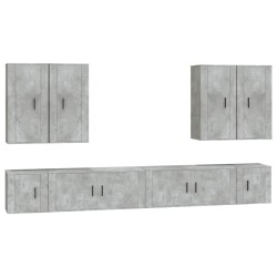 vidaXL Set de muebles de TV 8 pzas madera contrachapada gris hormigón