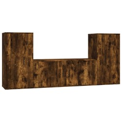 vidaXL Set de muebles de TV 3 pzas madera contrachapada roble ahumado