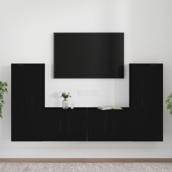 vidaXL Set de muebles para TV 4 piezas madera contrachapada negro