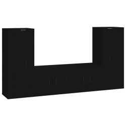 vidaXL Set de muebles para TV 4 piezas madera contrachapada negro