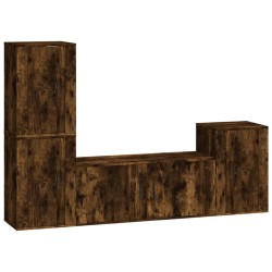 vidaXL Set de muebles de TV 4 pzas madera contrachapada roble ahumado
