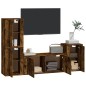 vidaXL Set de muebles de TV 4 pzas madera contrachapada roble ahumado vidaXL Set de muebles de TV 4 pzas madera contrachapada roble ahumado