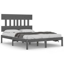vidaXL Estructura de cama madera maciza gris Super King 180x200 cm