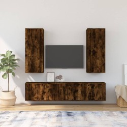 vidaXL Set de muebles de TV 5 pzas madera contrachapada roble ahumado
