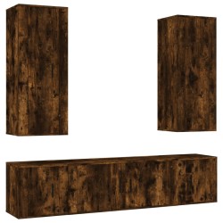 vidaXL Set de muebles de TV 5 pzas madera contrachapada roble ahumado