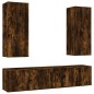 vidaXL Set de muebles de TV 5 pzas madera contrachapada roble ahumado