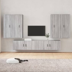 vidaXL Set de muebles para TV 6 pzas madera contrachapada gris Sonoma