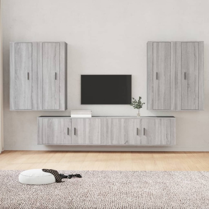 vidaXL Set de muebles para TV 6 pzas madera contrachapada gris Sonoma