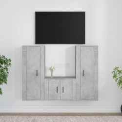 vidaXL Set de muebles de TV 3 pzas madera contrachapada gris hormigón