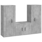 vidaXL Set de muebles de TV 3 pzas madera contrachapada gris hormigón vidaXL Set de muebles de TV 3 pzas madera contrachapada gris hormigón