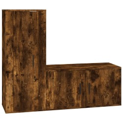 vidaXL Set de muebles de TV 2 pzas madera contrachapada roble ahumado
