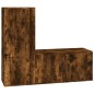 vidaXL Set de muebles de TV 2 pzas madera contrachapada roble ahumado vidaXL Set de muebles de TV 2 pzas madera contrachapada roble ahumado