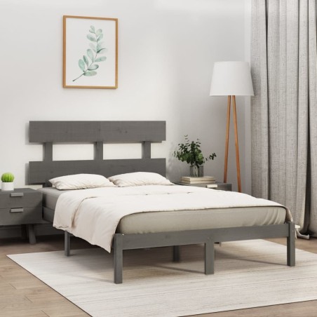 vidaXL Estructura de cama madera maciza gris super king 180x200 cm