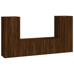 vidaXL Set de muebles para TV 4 pzas madera contrachapada marrón roble