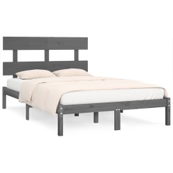 vidaXL Estructura de cama madera maciza gris super king 180x200 cm