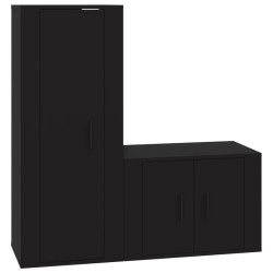 vidaXL Set de muebles para TV 2 piezas madera contrachapada negro