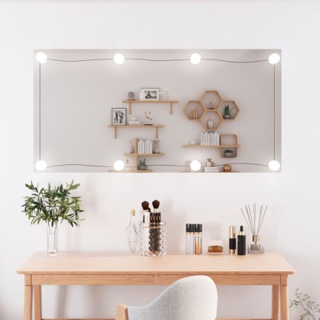 vidaXL Espejo de pared rectangular con luces LED vidrio 50x100 cm