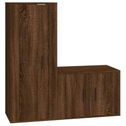 vidaXL Set de muebles para TV 2 pzas madera contrachapada roble marrón