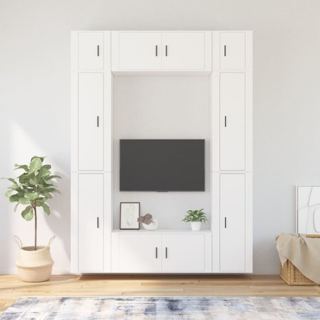 vidaXL Set de muebles para TV 8 piezas madera contrachapada blanco