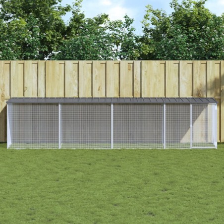 vidaXL Gallinero con techo acero galvanizado antracita 403x98x90 cm