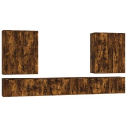 vidaXL Set de muebles de TV 7 pzas madera contrachapada roble ahumado