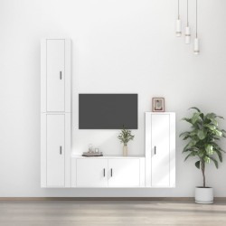 vidaXL Set de muebles para TV 4 piezas madera contrachapada blanco