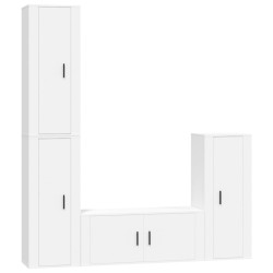vidaXL Set de muebles para TV 4 piezas madera contrachapada blanco