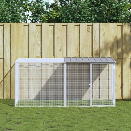 vidaXL Gallinero con techo acero galvanizado gris claro 203x98x90 cm