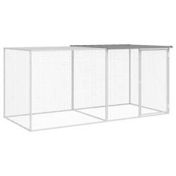 vidaXL Gallinero con techo acero galvanizado gris claro 203x98x90 cm