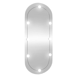 vidaXL Espejo de pared ovalado con luces LED vidrio 25x60 cm