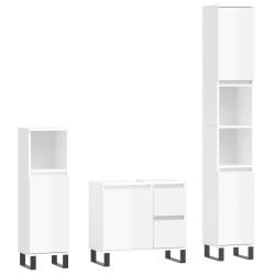 vidaXL Set muebles de baño 3 piezas madera contrachapada blanco brillo