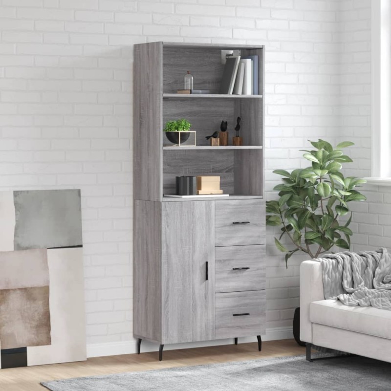 vidaXL Aparador alto madera contrachapada gris sonoma 69,5x34x180 cm vidaXL Aparador alto madera contrachapada gris sonoma 69,5x34x180 cm