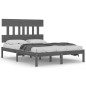 vidaXL Estructura de cama doble madera maciza gris 135x190 cm