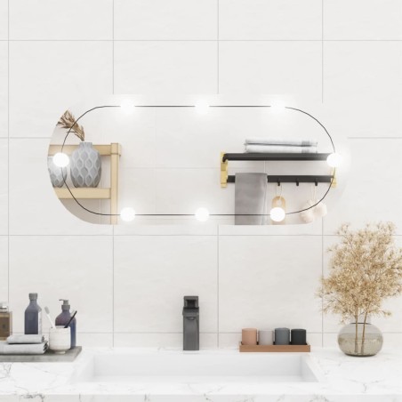 vidaXL Espejo de pared ovalado con luces LED vidrio 35x80 cm