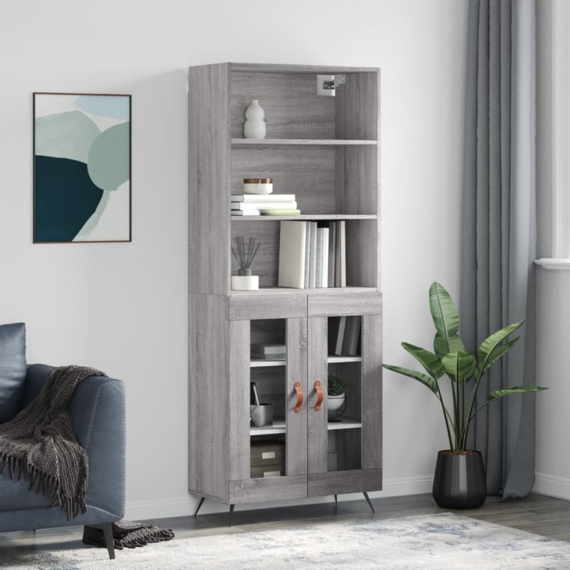 vidaXL Aparador alto madera contrachapada gris sonoma 69,5x34x180 cm vidaXL Aparador alto madera contrachapada gris sonoma 69,5x34x180 cm